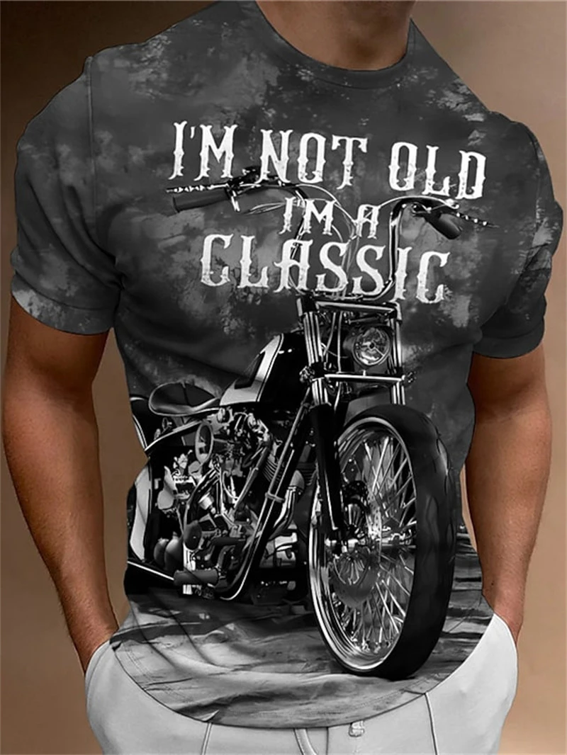 

Motorcycle T-shirt Men 3D Car Print Short Sleeve Vintage Tops Street Ride Biker T Shirt For Mens T Shirt Oversized Tee Shirt Man