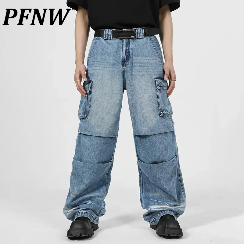 PFNW Summer Men's Heavy Industry Pleated Straight Wearproof Jeans Tide Pocket Denim Techwear Safari Style Wide Leg Pants 12Z1372
PFNW Summer Men's Heavy Industry Pleated Straight Wearproof Jeans Tide Pocket Denim Techwear Safari Style Wide Leg Pants 12Z1372