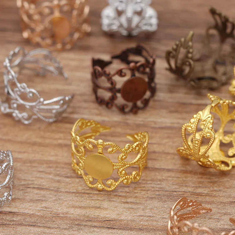 10Pcs Adjustable FILIGREE RING BASE BLANK, Ring Base Setting ANTIQUE BRONZE/Rhodium Silver/Rose Gold Findings DIY Jewerly
10Pcs Adjustable FILIGREE RING BASE BLANK, Ring Base Setting ANTIQUE BRONZE/Rhodium Silver/Rose Gold Findings DIY Jewerly