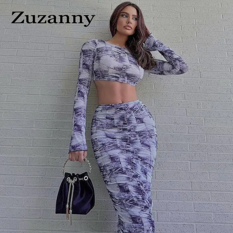 Zuzanny Long Sleeve Backless Crop Top and Slim Ruched Midi Skirt Sets Women Summer y2k Fashion Print Long Dress Matching Set
Zuzanny Long Sleeve Backless Crop Top and Slim Ruched Midi Skirt Sets Women Summer y2k Fashion Print Long Dress Matching Set