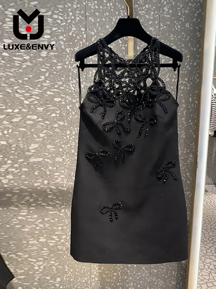 

LUXE&ENVY Black Hollow Dress Summer 2024 Casual Sleeveless Fashion High end Exquisite Dress