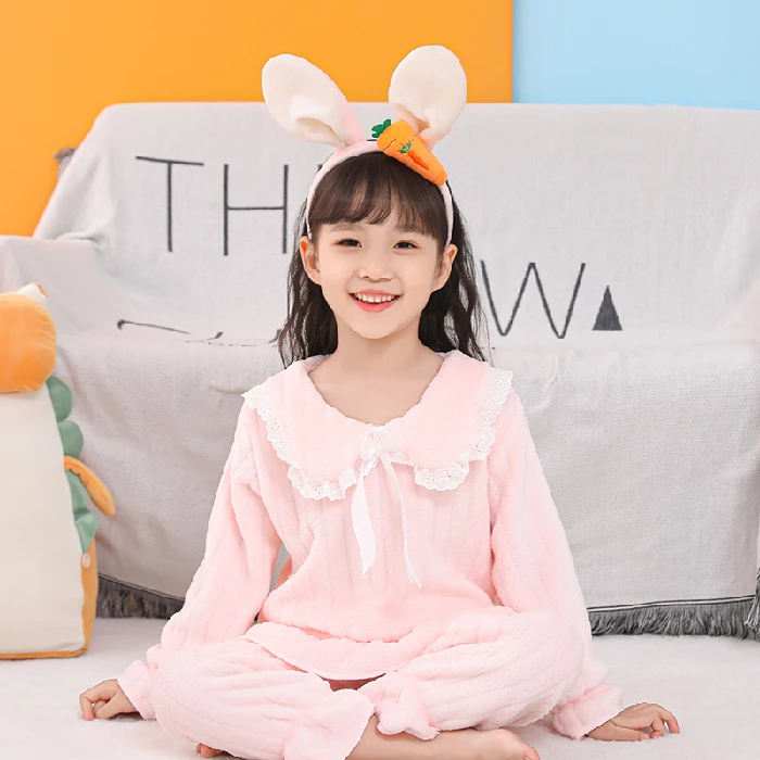 Winter Flannel Lace Pajamas Girls Coral Fleece Cute Warm Pyjamas Children Christmas Pajama Set For Kids Thick Princess Sleepwear
Winter Flannel Lace Pajamas Girls Coral Fleece Cute Warm Pyjamas Children Christmas Pajama Set For Kids Thick Princess Sleepwear