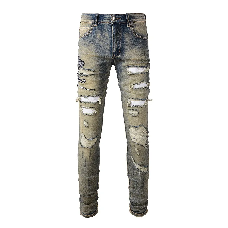 Spring And Autumn American Style High Street Embroidered Washed Jeans Men's Ripped Retro Color Scraped Fit Jeans Pants
Spring And Autumn American Style High Street Embroidered Washed Jeans Men's Ripped Retro Color Scraped Fit Jeans Pants