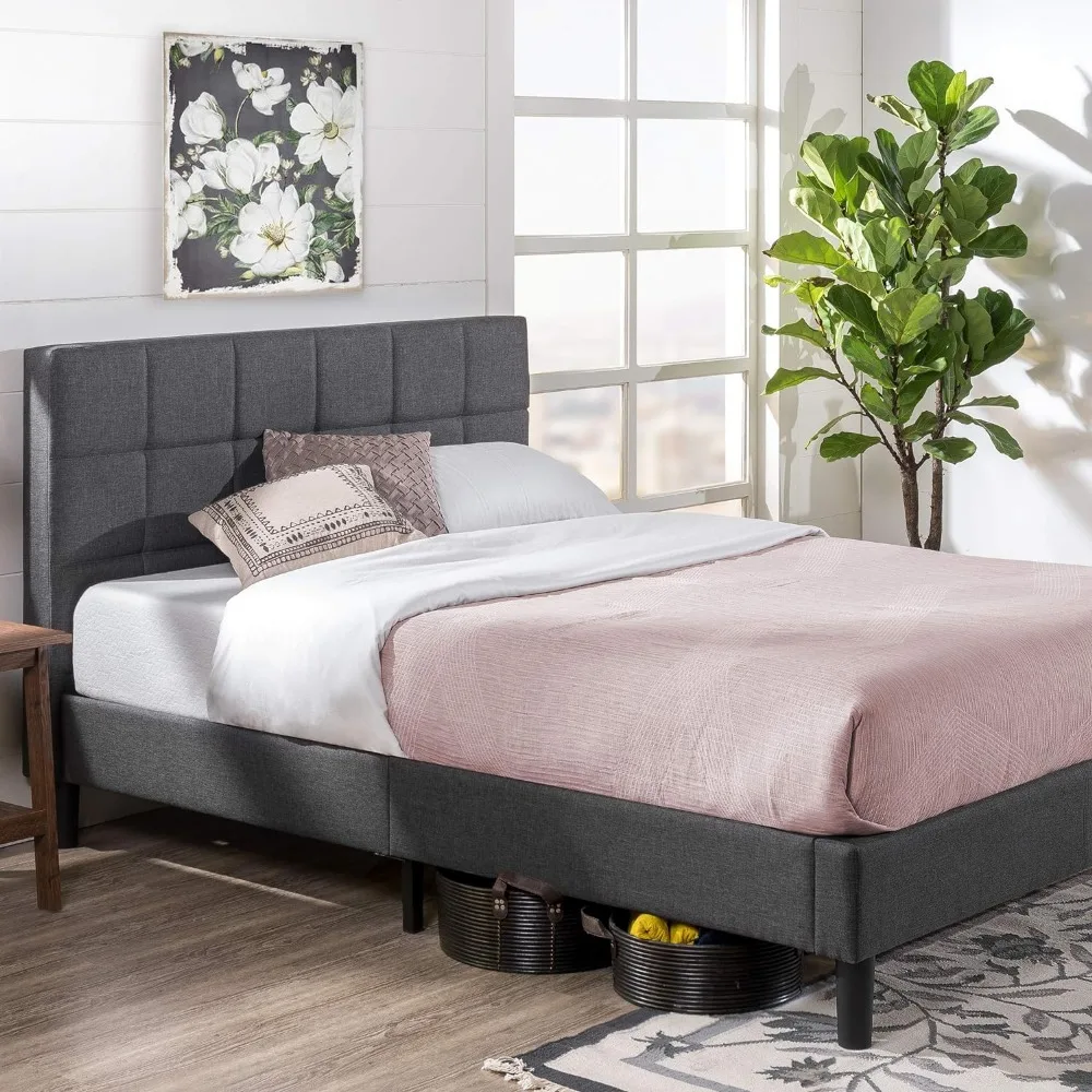 Upholstered Standard Bed Frame / Mattress Foundation / Wood Slat Support / No Box Spring Needed / Easy Assembly, Grey, Queen
Upholstered Standard Bed Frame / Mattress Foundation / Wood Slat Support / No Box Spring Needed / Easy Assembly, Grey, Queen