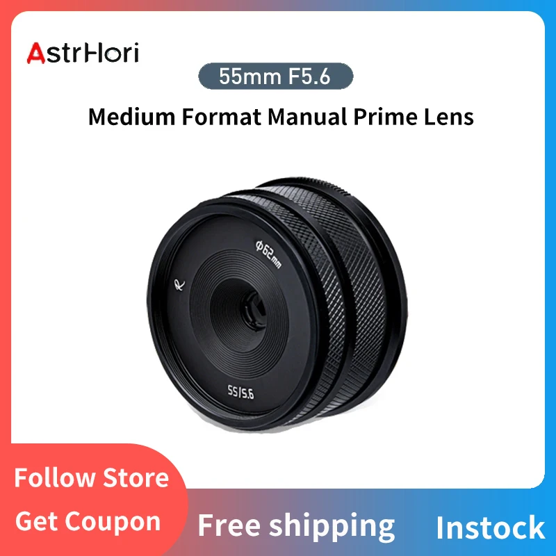 

AstrHori 55mm F5.6 Medium Format Manual Prime Lens Match 100 Million Pixels Sensor for FUJIFILM GFX Mount GFX 50SII,GFX100,GFX10