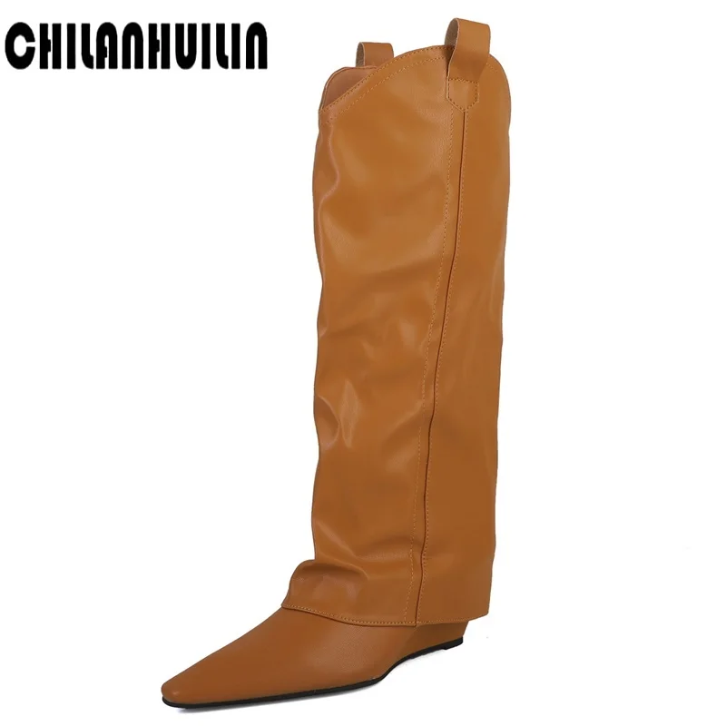 fashion autumn winter boots women fashion double barrel wedge knee high boots for women patent leather lncreasing runway boots
fashion autumn winter boots women fashion double barrel wedge knee high boots for women patent leather lncreasing runway boots