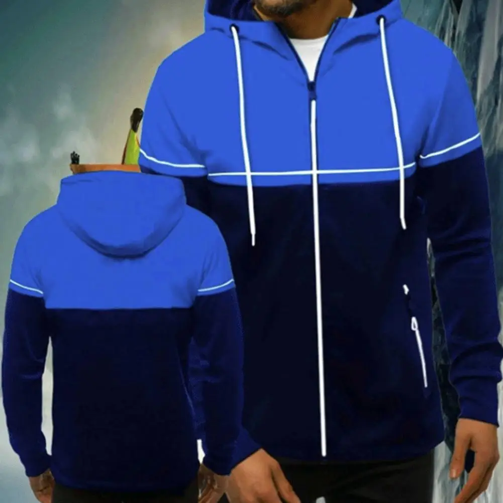 

Popular Warm Full Zip Cardigan Coat Ribbed Hem Men Jacket Coat Fashion Casual Sweatshirt Hooded Coat for Sports Travel