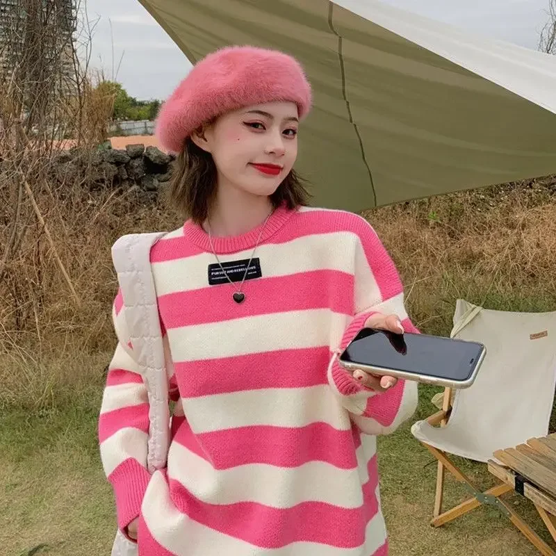 Striped Sweater Women O-Neck Loose Casual Knitted Pullovers Korean Fashion Autumn Winter Warm Leisure Knitted Pullover Sweater
Striped Sweater Women O-Neck Loose Casual Knitted Pullovers Korean Fashion Autumn Winter Warm Leisure Knitted Pullover Sweater