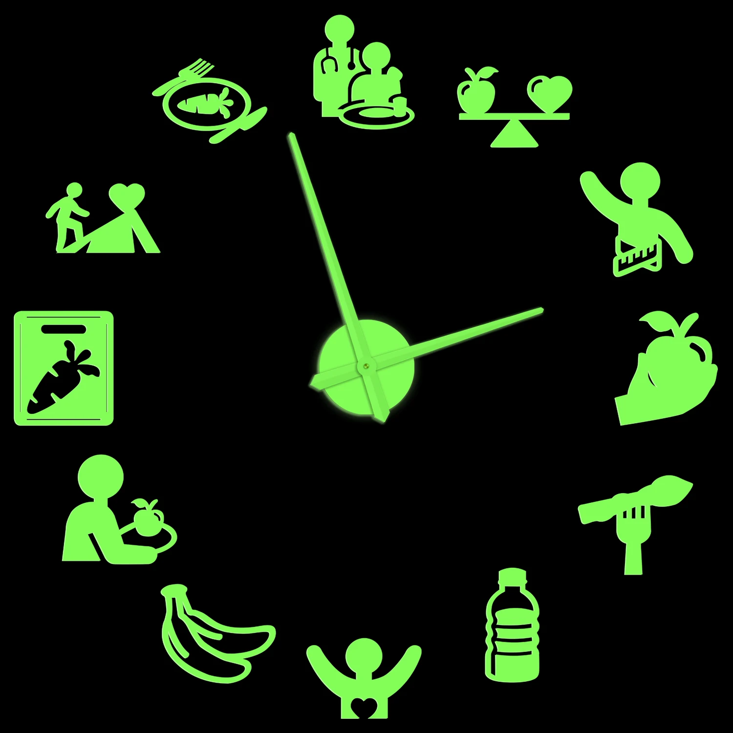 Nutrition Care Healthy Eating Self Adhesive DIY Wall Clock For Kitchen Dinning Room Nutritionist Frameless Glow in Dark Watch
Nutrition Care Healthy Eating Self Adhesive DIY Wall Clock For Kitchen Dinning Room Nutritionist Frameless Glow in Dark Watch