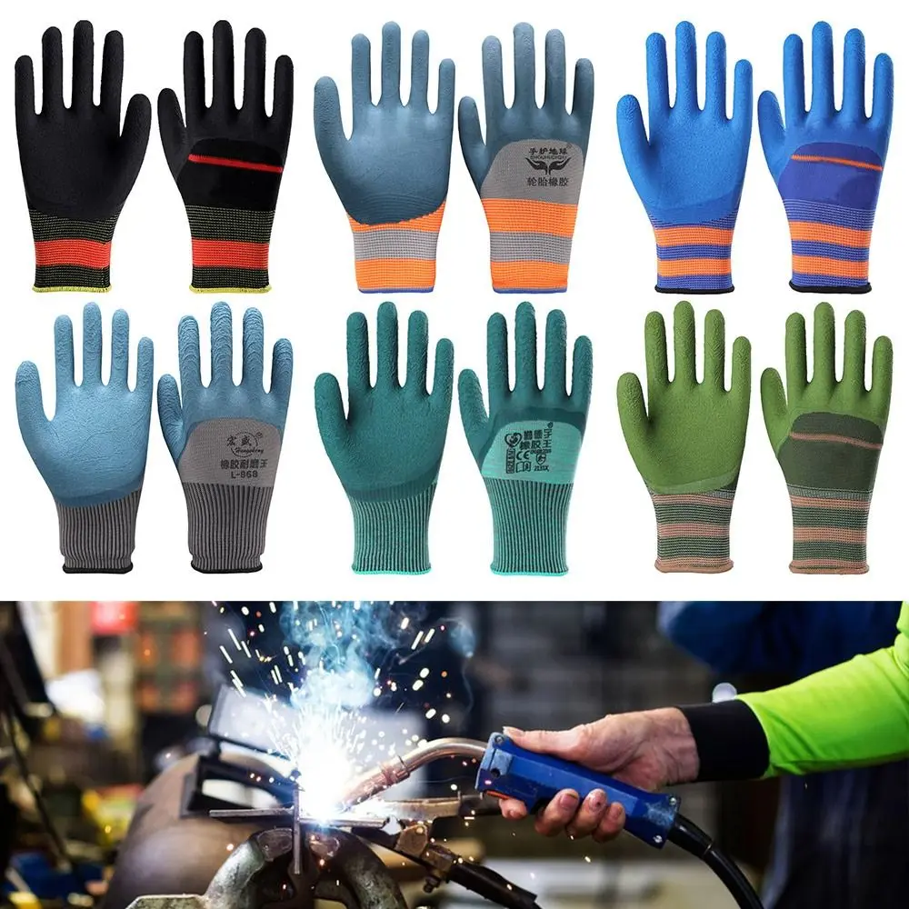 

Dacron Rubber Coating Work Gloves Multicolor 13 Needles Dipped Work Gloves Antiskid Elastic Elastic Mittens Construction Site