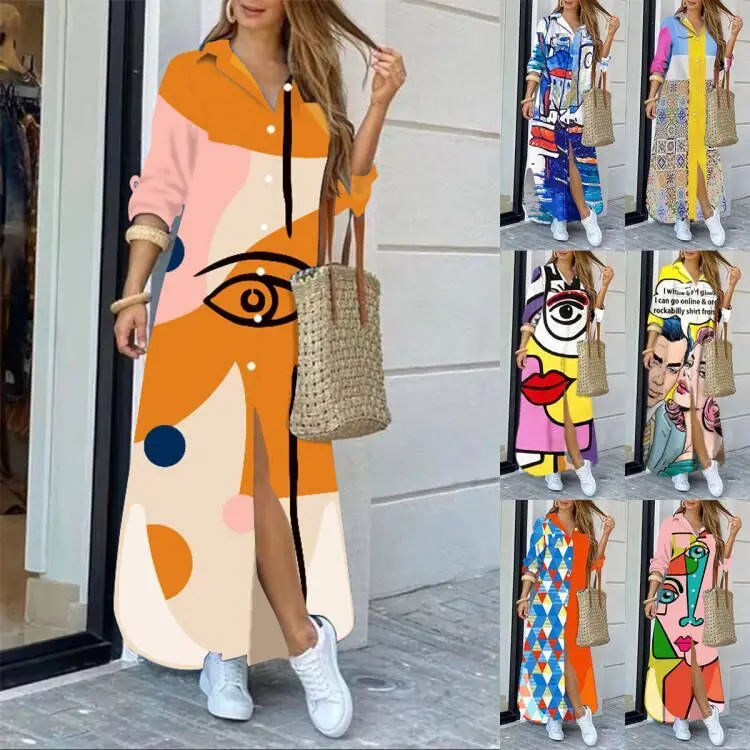 2022 Women Dress New Printed Long Sleeve Shirt Dress Loose Maxi Shirt Dress Slim Holiday Sexy Dress Clothes Vestidos Female
2022 Women Dress New Printed Long Sleeve Shirt Dress Loose Maxi Shirt Dress Slim Holiday Sexy Dress Clothes Vestidos Female