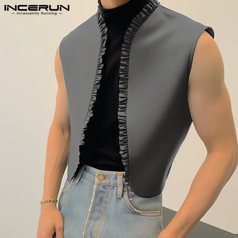 INCERUN Tops 2024 Korean Style New Men Ruffled Edge Patchwork Design Vests Casual Street Solid Loose Sleeveless Waistcoats S-5XL
INCERUN Tops 2024 Korean Style New Men Ruffled Edge Patchwork Design Vests Casual Street Solid Loose Sleeveless Waistcoats S-5XL