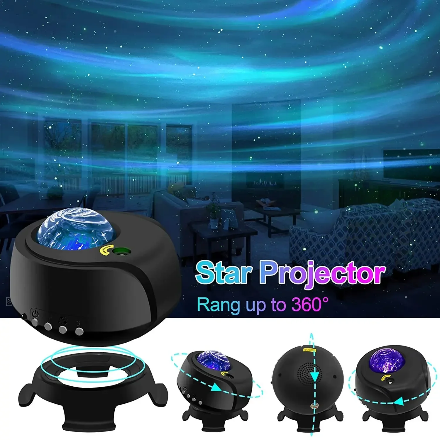 

Проектор Galaxy с Bluetooth, музыкальный динамик, проектор звездного неба, проектор Aurora Star, ночник, лампа, домашний декор для комнаты, светодиодный