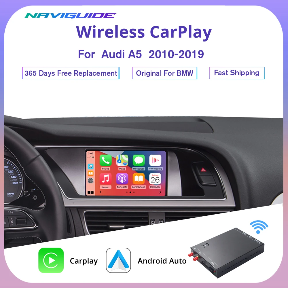 NAVIGUIDE Wireless CarPlay Android Auto Interface for Audi A5 2010-2019, AirPlay Mirror Link Car Play Functions
NAVIGUIDE Wireless CarPlay Android Auto Interface for Audi A5 2010-2019, AirPlay Mirror Link Car Play Functions