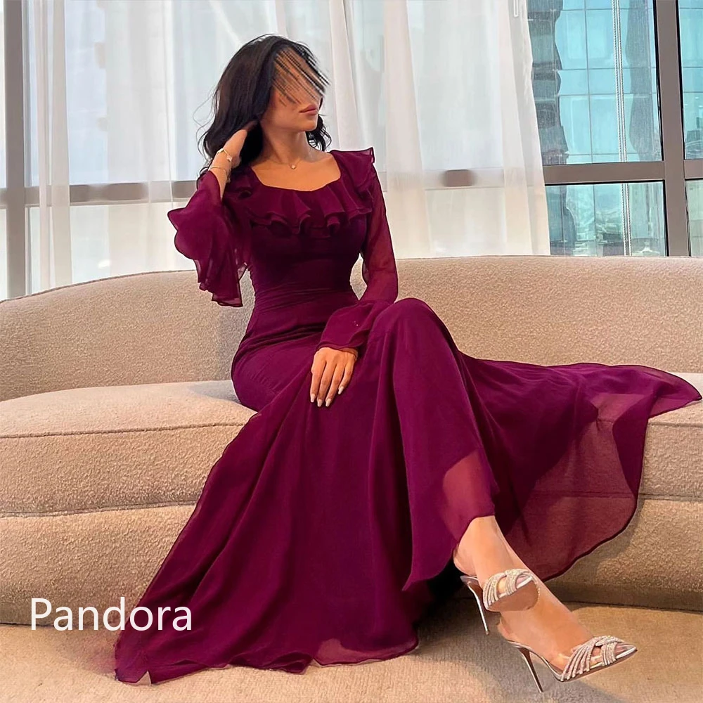 

Pandora A-Line Prom Dress Full Sleeves With Ankle Length Evening Dress Women Wedding Party Formal Gowns Arabia