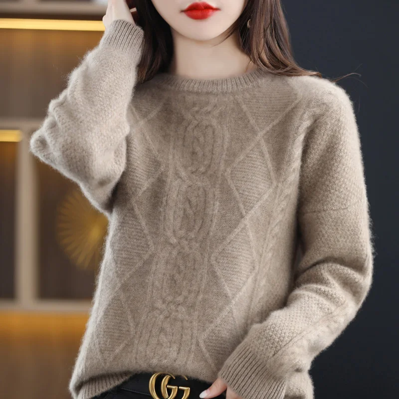 100% wool cashmere sweater autumn and winter women's O-neck pullover casual knitted top Korean style fashion thick warm jacket
100% wool cashmere sweater autumn and winter women's O-neck pullover casual knitted top Korean style fashion thick warm jacket