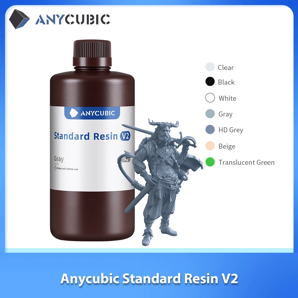 

ANYCUBIC 405 nm Standard Resin V2 Quick Curing SLA UV Curing 3D Printer Materials Resin For LCD 3d Printer Mono M5s Mono X 6Ks