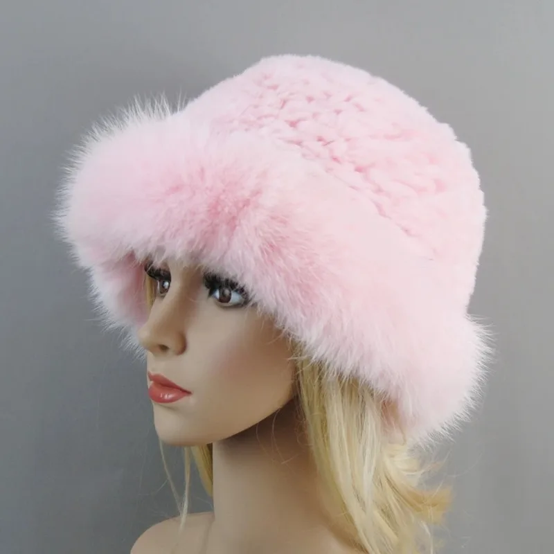 

Women Winter Luxury Real Rex Rabbit Fur Bomber Hats Lady Winter Genuine Fox Fur Cap Beanies Warm Soft Fluffy Natural Fur Hat N46