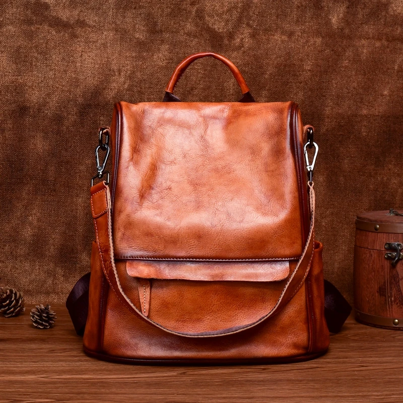 Head Layer Cowhide Backpack Women's Bag Simple Anti-theft Retro Leather Soft Leather Large Capacity Multi-functional Backpack
Head Layer Cowhide Backpack Women's Bag Simple Anti-theft Retro Leather Soft Leather Large Capacity Multi-functional Backpack