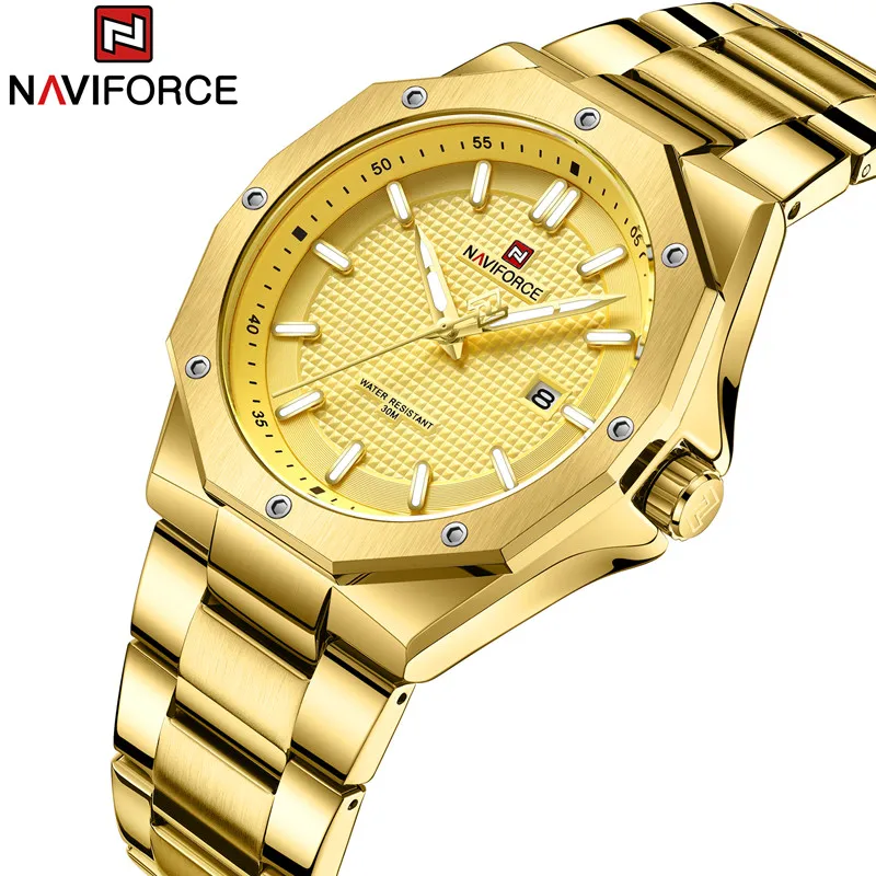 

Топ люксовый бренд NAVIFORCE Мужские часы ремешок из нержавеющей стали 3ATM водонепроницаемые спортивные мужские кварцевые наручные часы Relogio Masculino 2023