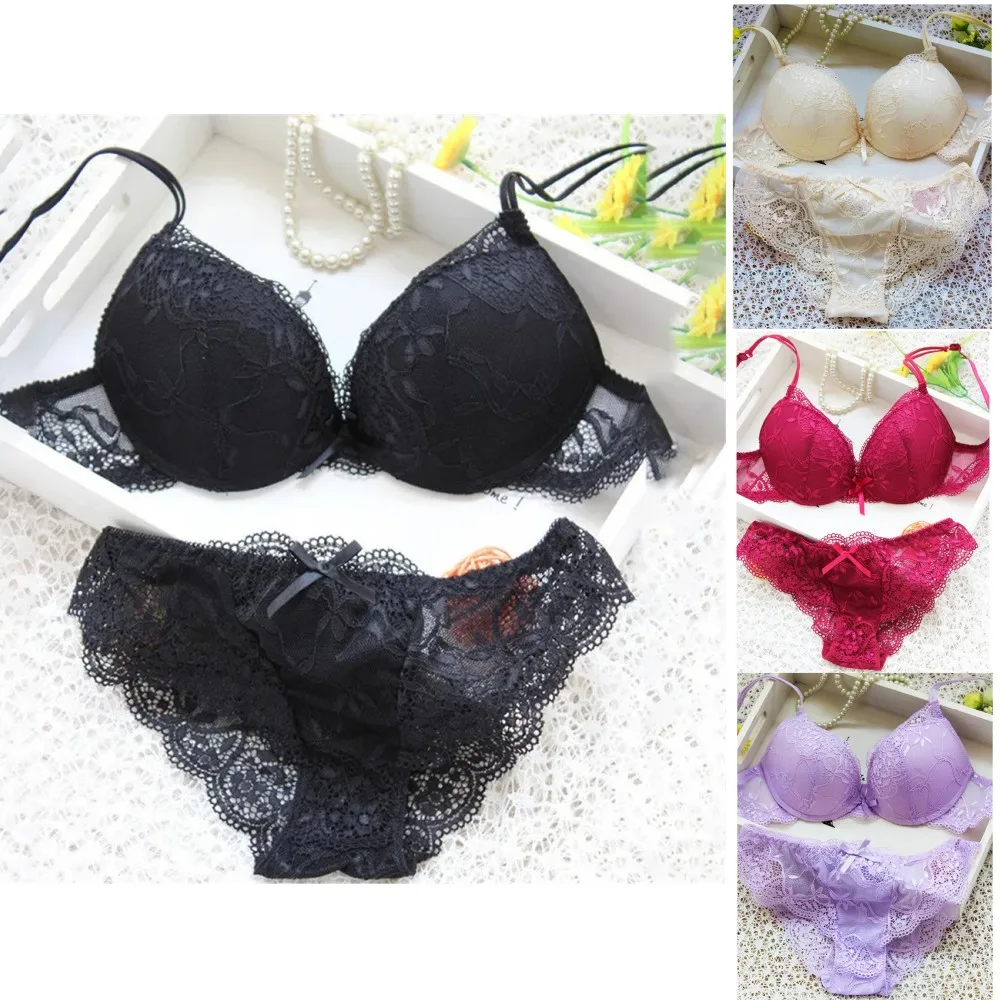 

Woman Lace Transparent Underwear Sexy Lingerie Fairy Embroidery Brief Sets Delicate Bra Kit Push Up Breves Sets Erotic Bra New