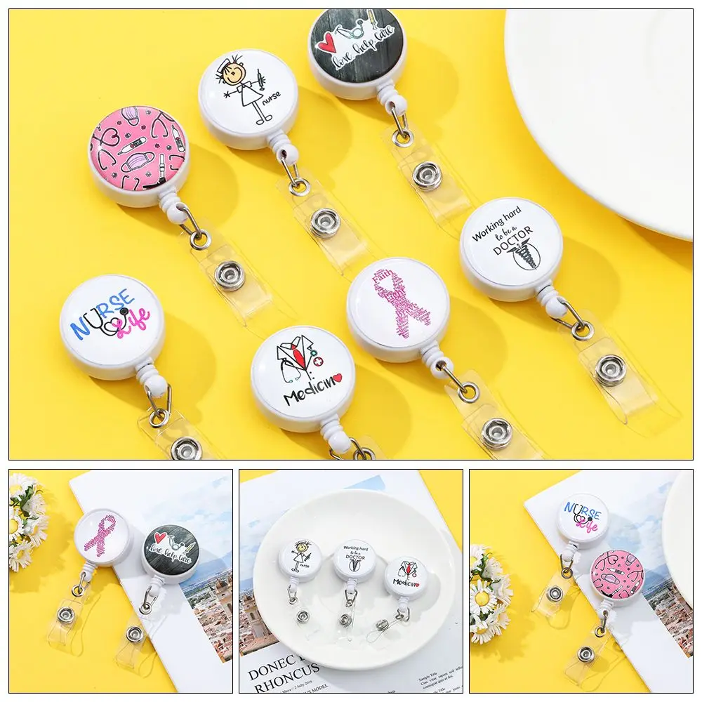 

1 Piece Retractable Badge Reel Holder for Nurse ID Name Card Holder with Clip Cute Unisex Nurses Doctors Gifts Work Name Tag