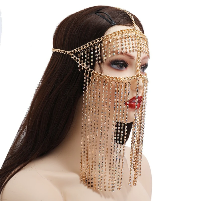 Women Handmade Faux Crystal Tassel Masquerade Mask Veil Face Chain Belly Dance Stage Cosplay Party Headband Jewelry
Women Handmade Faux Crystal Tassel Masquerade Mask Veil Face Chain Belly Dance Stage Cosplay Party Headband Jewelry