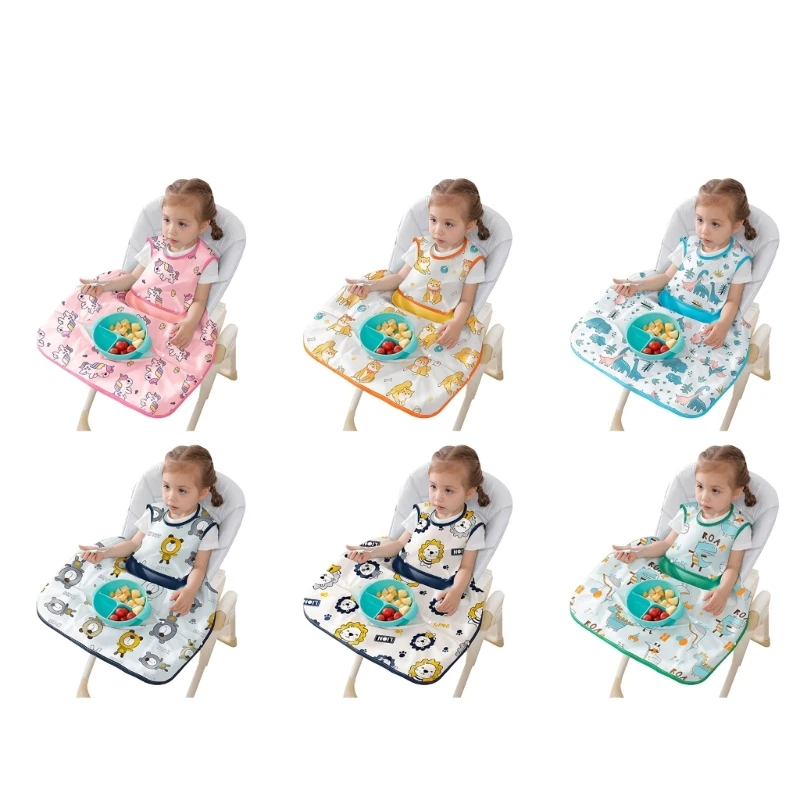 

L5YF Baby Coverall Feeding Bib Toddler Dining Chair Cover Child Self-Feeding Bib Highchair Table Cover One-piece Eating Apron