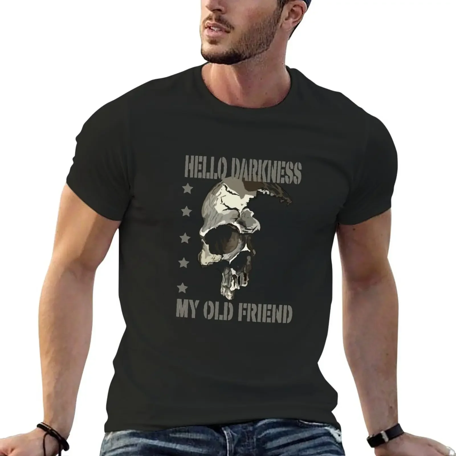 

Hello Darkness my old friend - skull T-Shirt anime plus size tops vintage sweat shirts, men