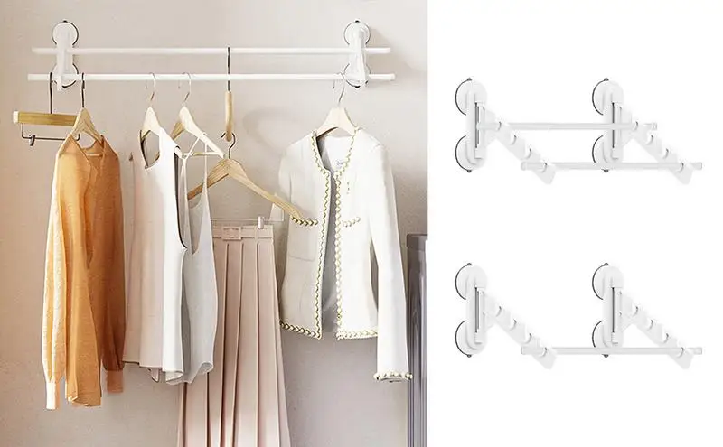 

Suction Cup Folding Clothes Hanger Wall Mount Vacuum Drying Racks Trouser Rack Hangers Garment Hanger Hooks For Towels Clothes
