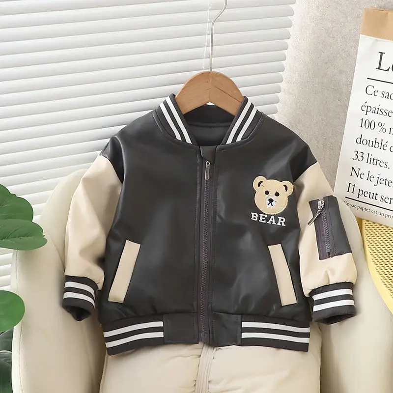 Boy Leather Jacket Spring and Autumn 2023 New Baby Cartoon Pattern Fall Long Sleeve Children's Clothing Handsome Street Coats
Boy Leather Jacket Spring and Autumn 2023 New Baby Cartoon Pattern Fall Long Sleeve Children's Clothing Handsome Street Coats