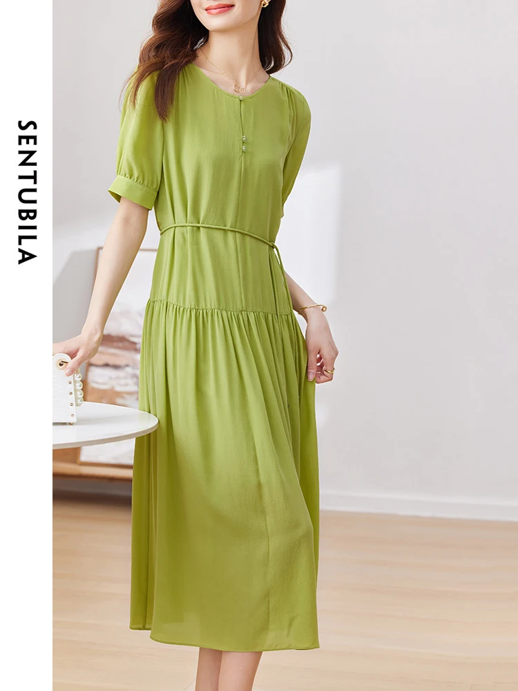 SENTUBILA Green Round Neck Short Sleeve Midi Dress 2024 Summer New Solid Lace-up A-line Dresses for Women Clothing 132L49337
SENTUBILA Green Round Neck Short Sleeve Midi Dress 2024 Summer New Solid Lace-up A-line Dresses for Women Clothing 132L49337