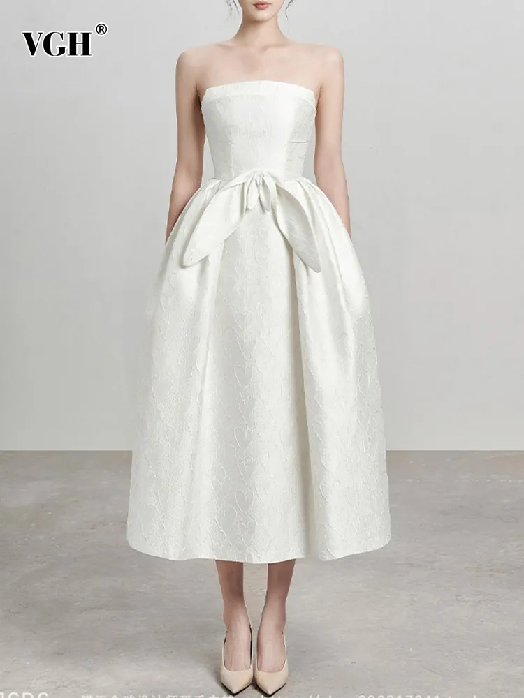 VGH Solid Backless Strapless Formal Dress For Women Slash Neck Sleeveless High Waist Folds Elegant Dresses Female Fashion Style
VGH Solid Backless Strapless Formal Dress For Women Slash Neck Sleeveless High Waist Folds Elegant Dresses Female Fashion Style