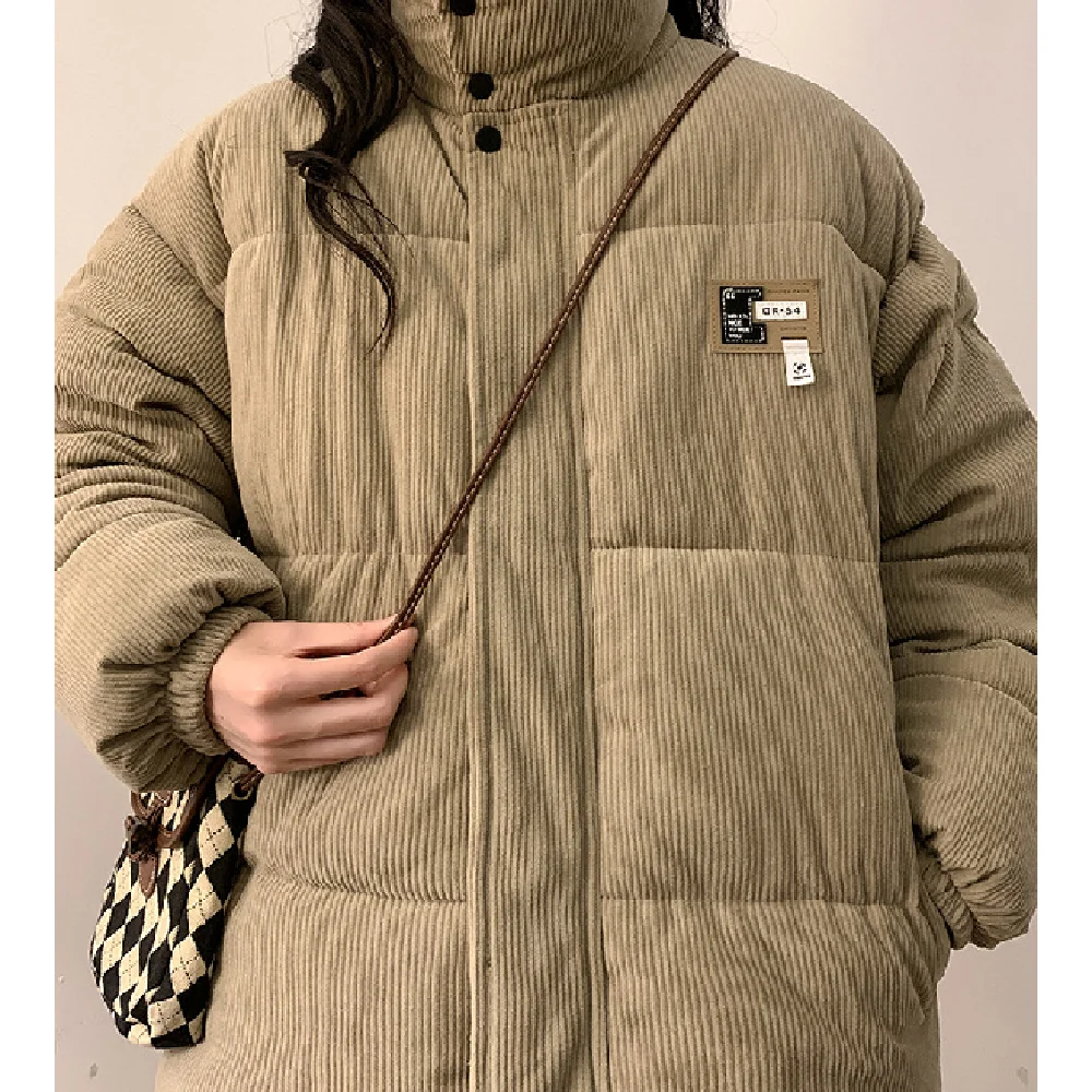 

Cotton-padded Woman Bread Dress Short Cotton-padded Coat Female Winter Collar Preppy Top Corduroy Short Coat Female