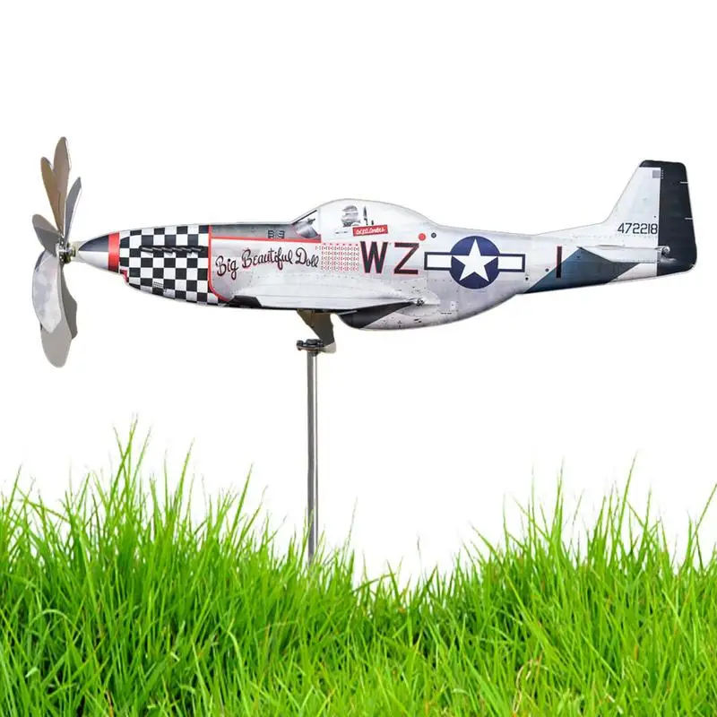 

Airplane Wind Spinner Metal Unique Stainless Steel Aircraft Windmill Airplane Garden Art for Yard Balcony Lawn Patio Decorations