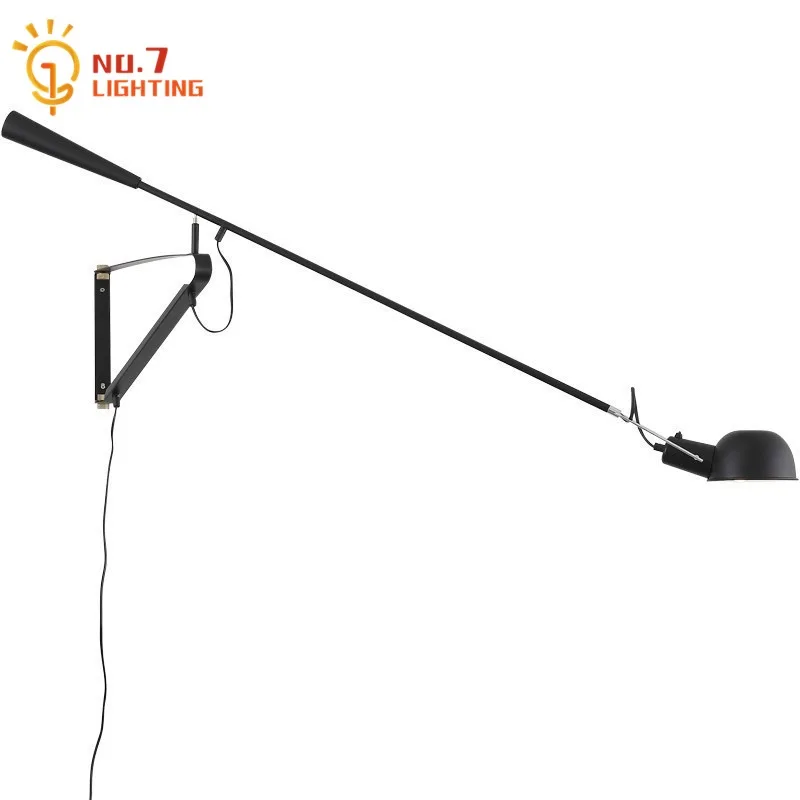 

Industrial Minimalist Adjustable Black/White Wall Lamp LED E27 Swing Arm Modern Light Fixtures Living Room Bedroom Bedside Cafe