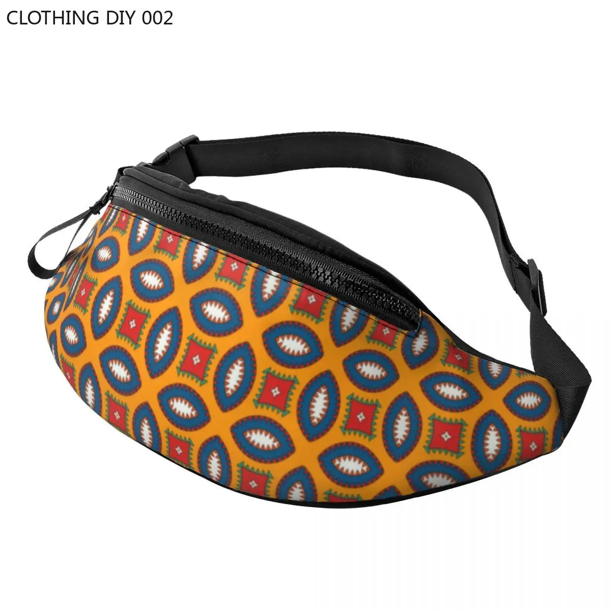 

Casual Colorful African Ankara Pattern Fanny Pack for Traveling Men Women Geometric Crossbody Waist Bag Phone Money Pouch