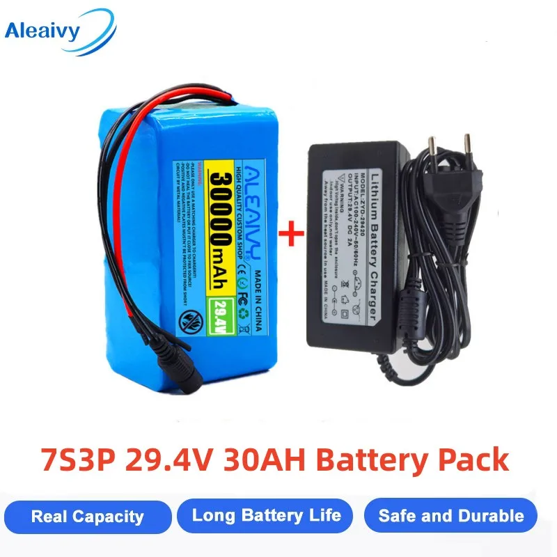 NEW 24V 30Ah 7S3P 18650 Li-ion Battery Pack 29.4V 30000mAh for Electric Bicycle Moped/Lithium Ion Battery Pack+2A Charger
NEW 24V 30Ah 7S3P 18650 Li-ion Battery Pack 29.4V 30000mAh for Electric Bicycle Moped/Lithium Ion Battery Pack+2A Charger