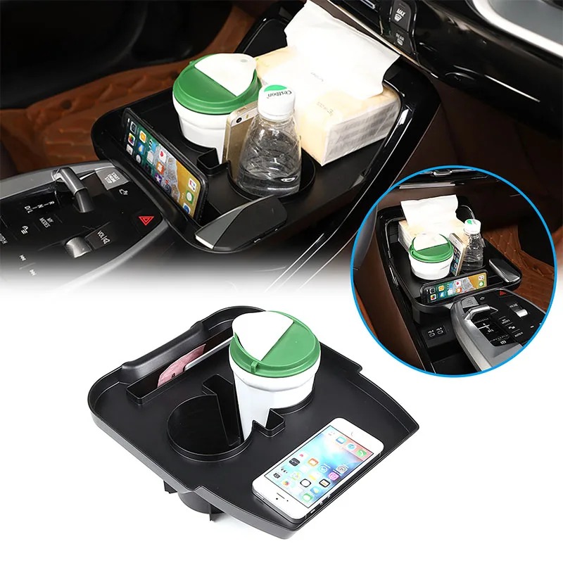 

For BMW iX1 X1 U10 U11 2023-2024 ABS black car central control water cup holder mobile phone tray storage box car accessories