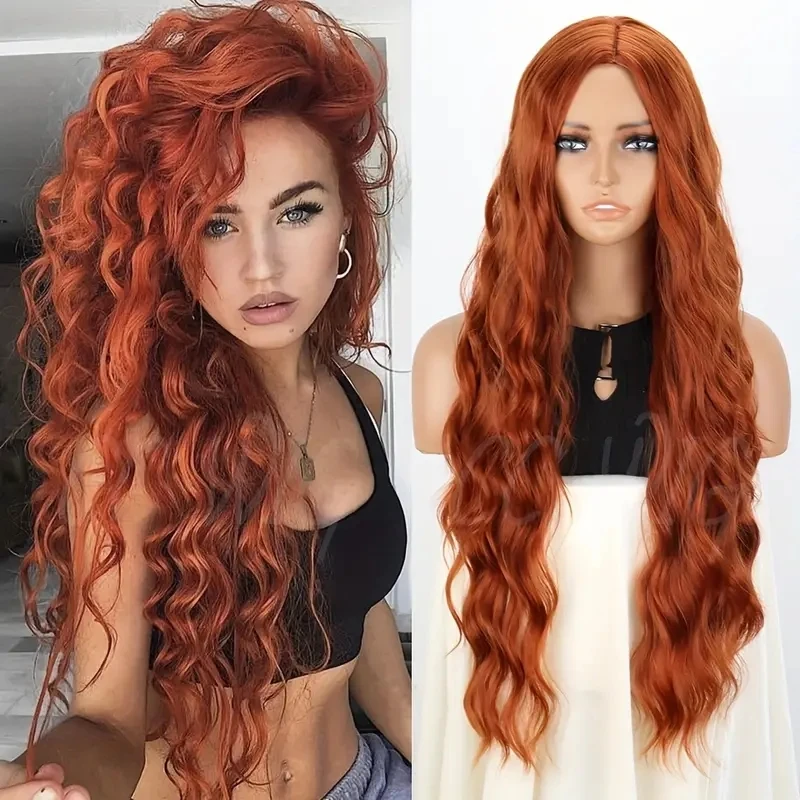 Long Curly Wavy Synthetic Wigs For Women Orange Hair Wigs Middle Part Heat Resistant Fiber Daily Party Use
Long Curly Wavy Synthetic Wigs For Women Orange Hair Wigs Middle Part Heat Resistant Fiber Daily Party Use