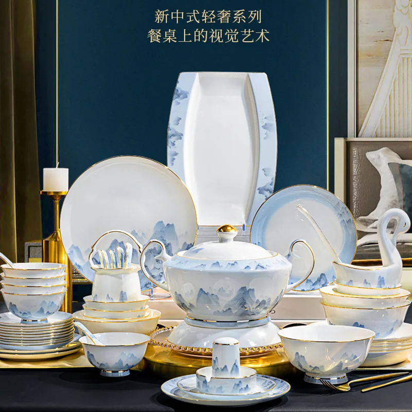 Porcelain Jingdezhen New Chinese Bone Porcelain Tableware Set, High Grade Bowl and Plate, Home Moving Gift Combination
Porcelain Jingdezhen New Chinese Bone Porcelain Tableware Set, High Grade Bowl and Plate, Home Moving Gift Combination