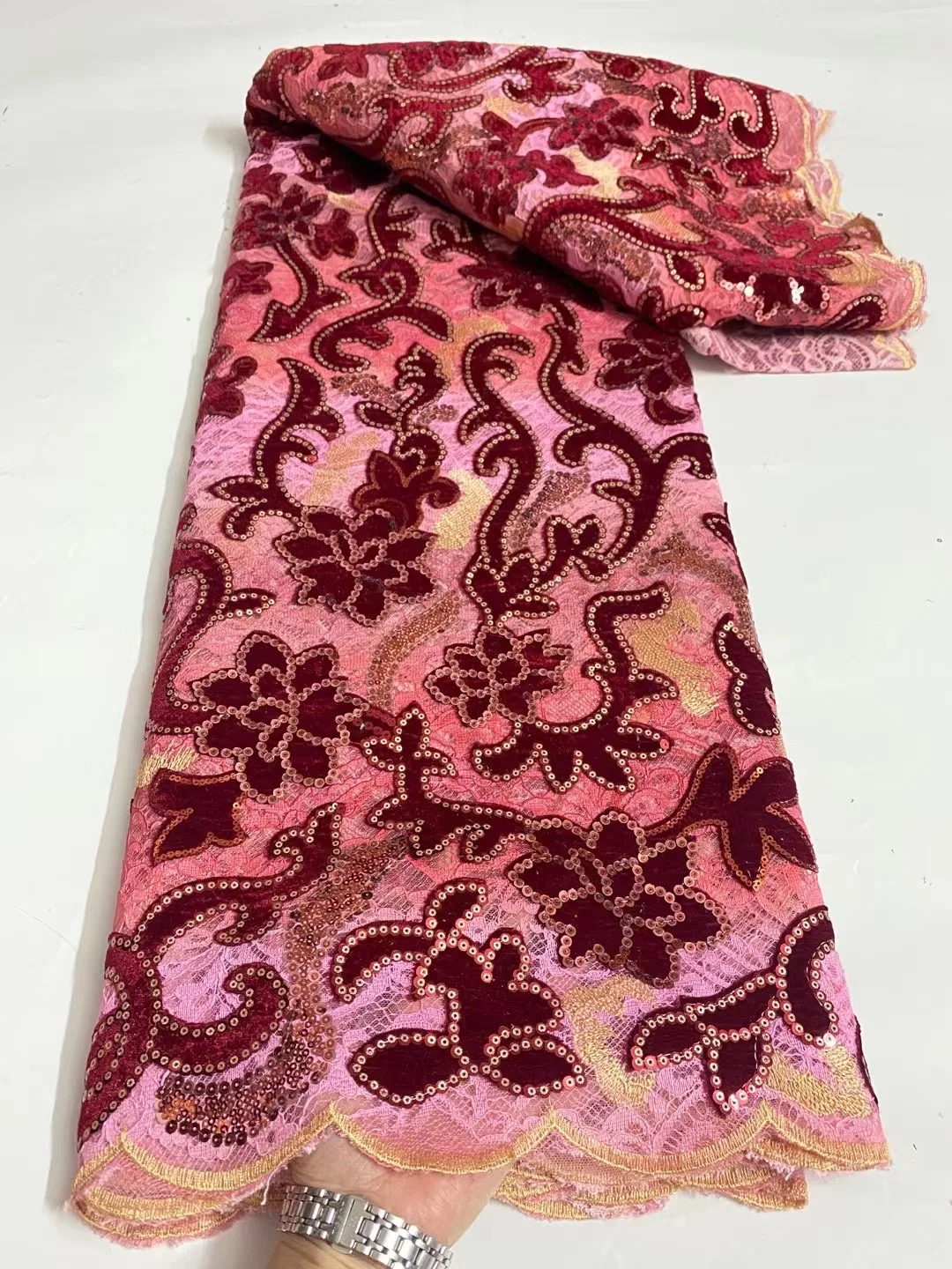 5 Yards Nigerian Embroidery Mesh Lace Fabric 2023 High Quality African Sequins Velvet Lace Fabric French For Women Clothes Dress
5 Yards Nigerian Embroidery Mesh Lace Fabric 2023 High Quality African Sequins Velvet Lace Fabric French For Women Clothes Dress
