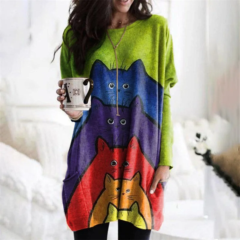 Autumn/Winter New Hatless Sweatshirt 3D Retro Cat Print Round Neck Harajuku Street Versatile Fashion Pullover Y2K Women's Wear
Autumn/Winter New Hatless Sweatshirt 3D Retro Cat Print Round Neck Harajuku Street Versatile Fashion Pullover Y2K Women's Wear