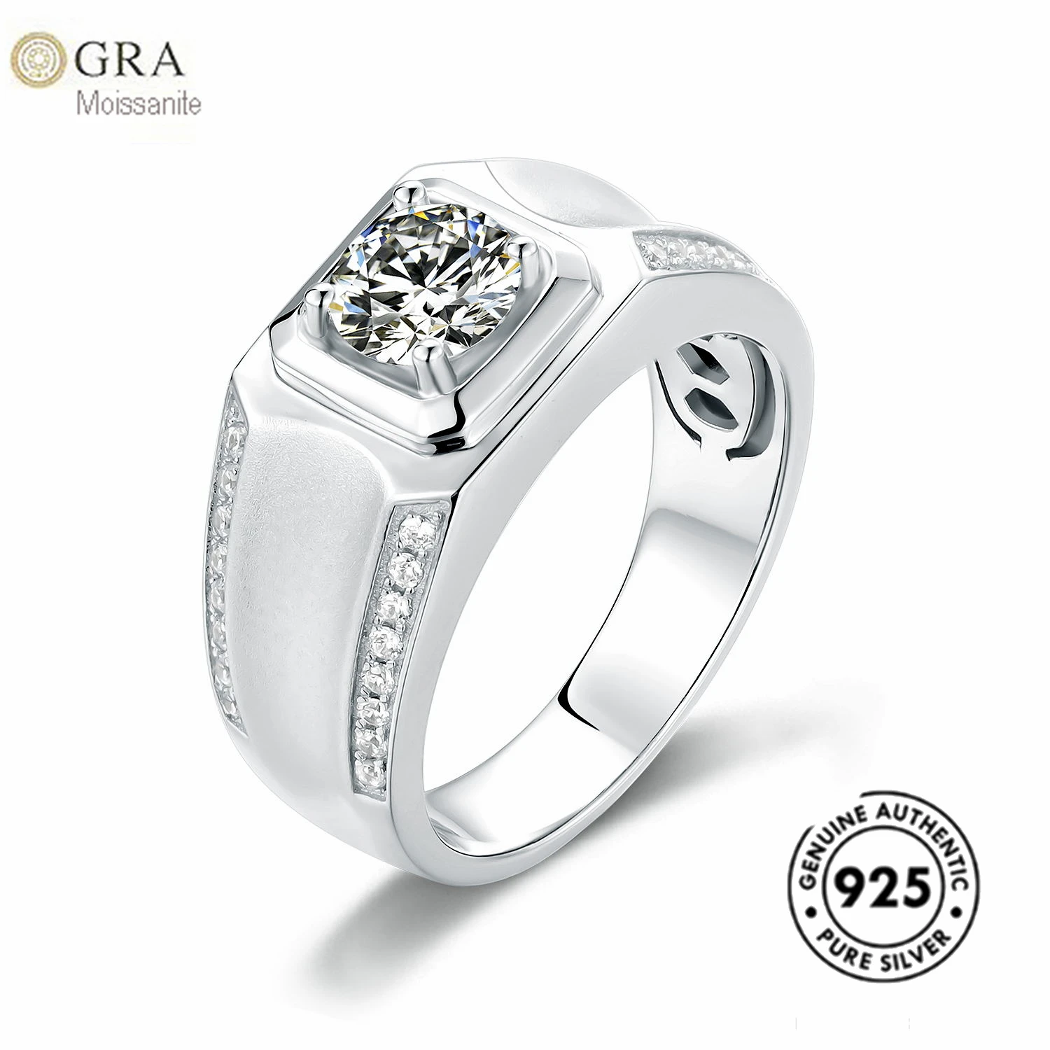 

Новые формы Gra 1 карат моссанит мужское кольцо серебро 925 модные ювелирные изделия готовы к отправке