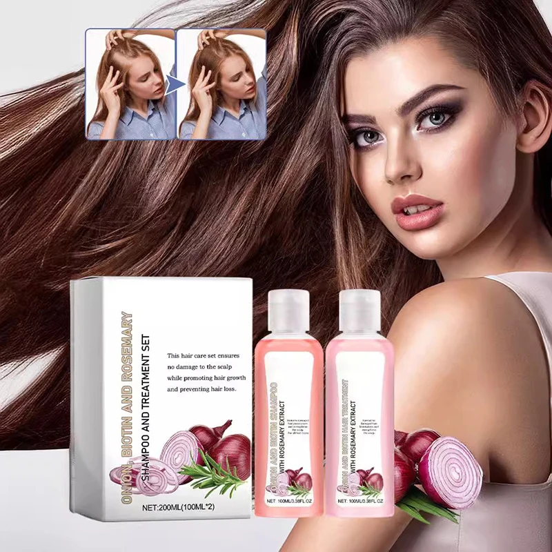 

Onion Rosemary Hair Shampoo Set Treatment Hair Loss Thinning Hair Nourishes roots Thickens The Scalp Hair Growth Shampoo 200ml