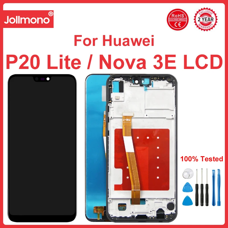 

5.84" For Huawei P20 Lite Display LCD Touch Screen Digitizer For Huawei Nova 3e LCD ANE-LX1 ANE-LX2 Display with frame