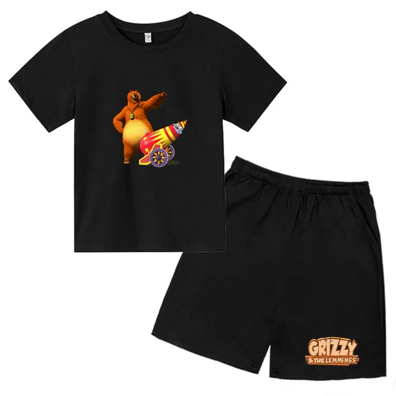 Kids Cartoon Grizzy Print Casual Short Sleeve T-shirts+Pants Suits 4-14 Years Boys Girls Summer Sports Outfits Children Clothes
Kids Cartoon Grizzy Print Casual Short Sleeve T-shirts+Pants Suits 4-14 Years Boys Girls Summer Sports Outfits Children Clothes