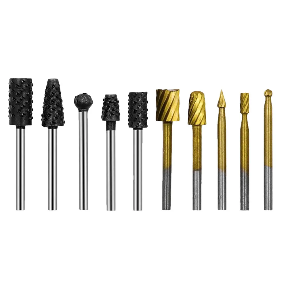 10pcs Cutting Rotary Burr Set HSS Metal Woodworking Router Grinding Tool For Wood Plastic Resin Engraving Chamfering
10pcs Cutting Rotary Burr Set HSS Metal Woodworking Router Grinding Tool For Wood Plastic Resin Engraving Chamfering