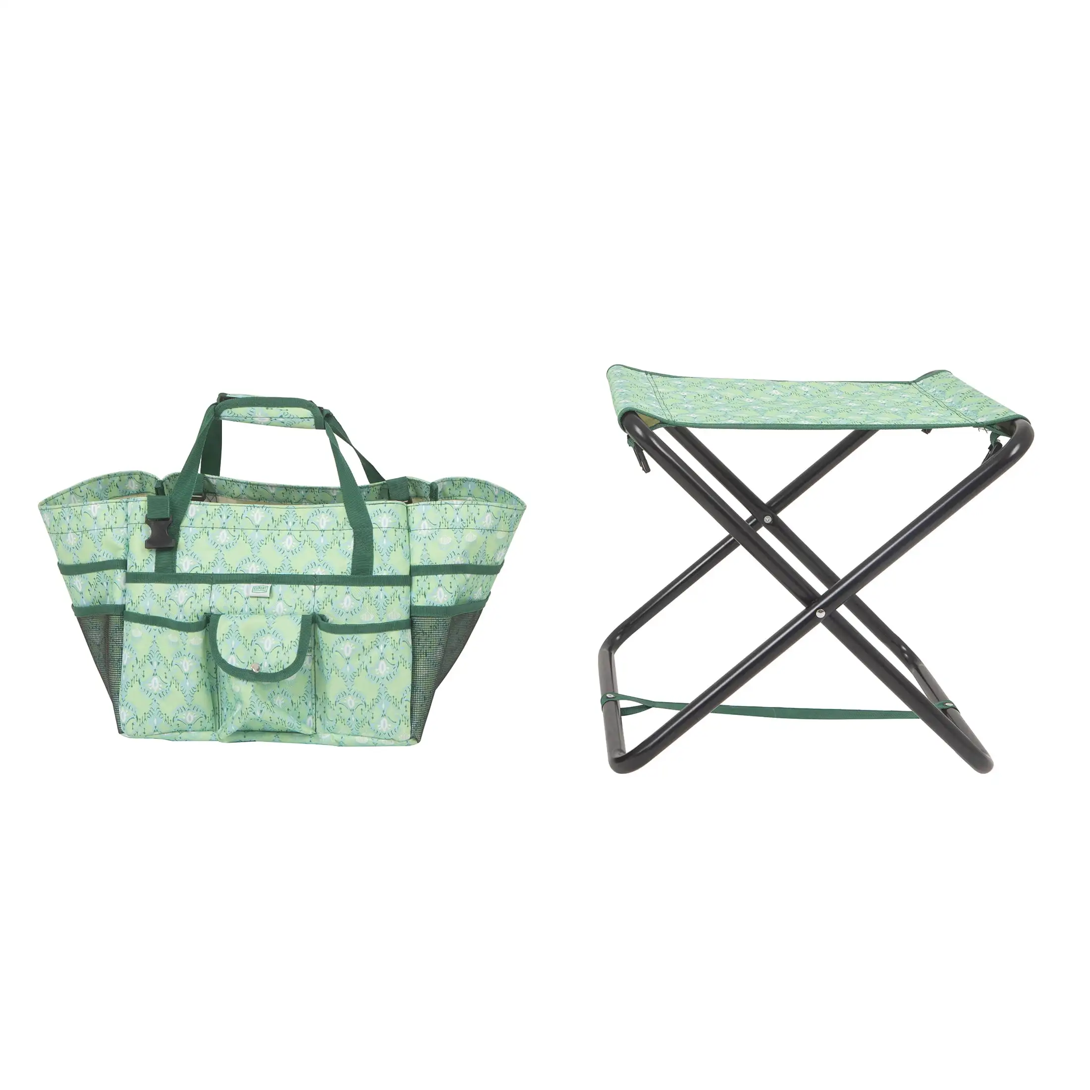 

Expert Gardener Folding Gardening Stool with Detachable Tote,Green