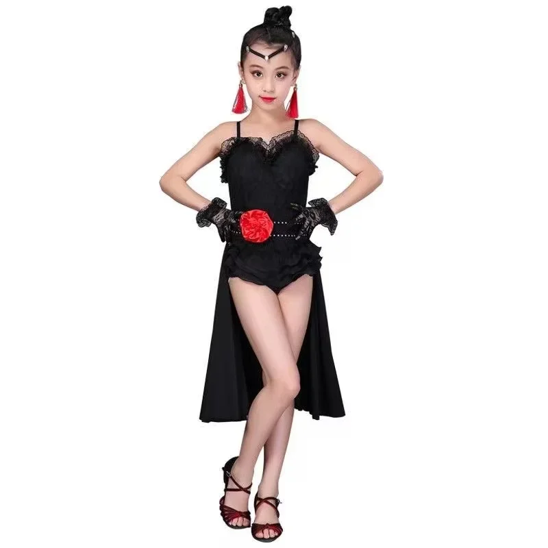 New Kids Child Girls Latin Dance Dress Fringe Latin Dance Competition Clothes Salsa Costume Black Lace Ballroom Tango Dresses
New Kids Child Girls Latin Dance Dress Fringe Latin Dance Competition Clothes Salsa Costume Black Lace Ballroom Tango Dresses